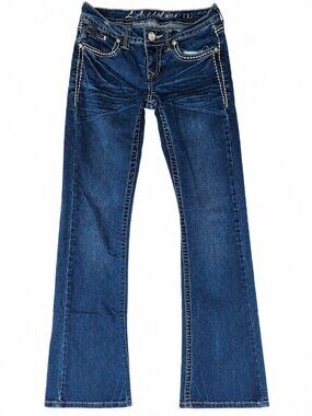 L.A. Idol USA Bootcut Jeans Women's Size 1 Bling Rhinestone Stretch W27